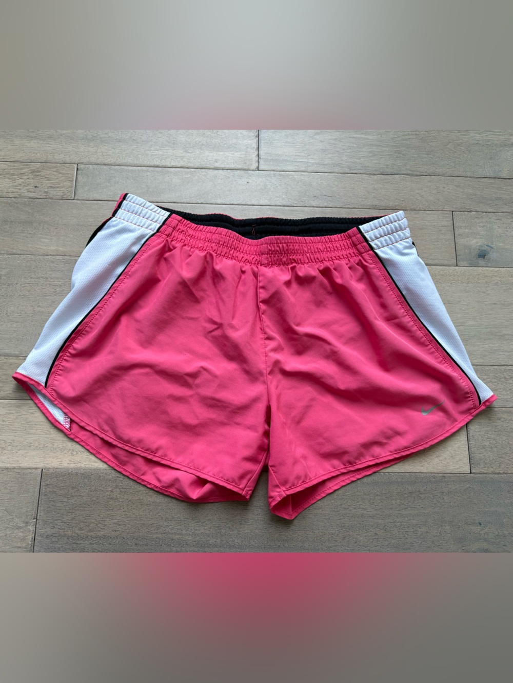 Nike Women's Pink Dri-Fit Running Shorts with White Side Panels